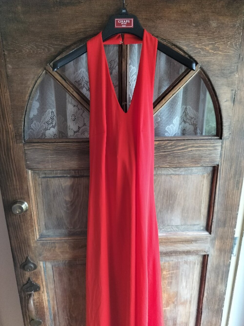 Vintage Caron Red Maxi Halter Dress